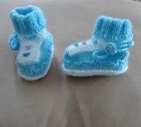 SCARPETTE NEONATO 3-6MESI AZZURRE E BIANCHE